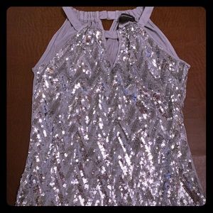 INC petite small silver sequins